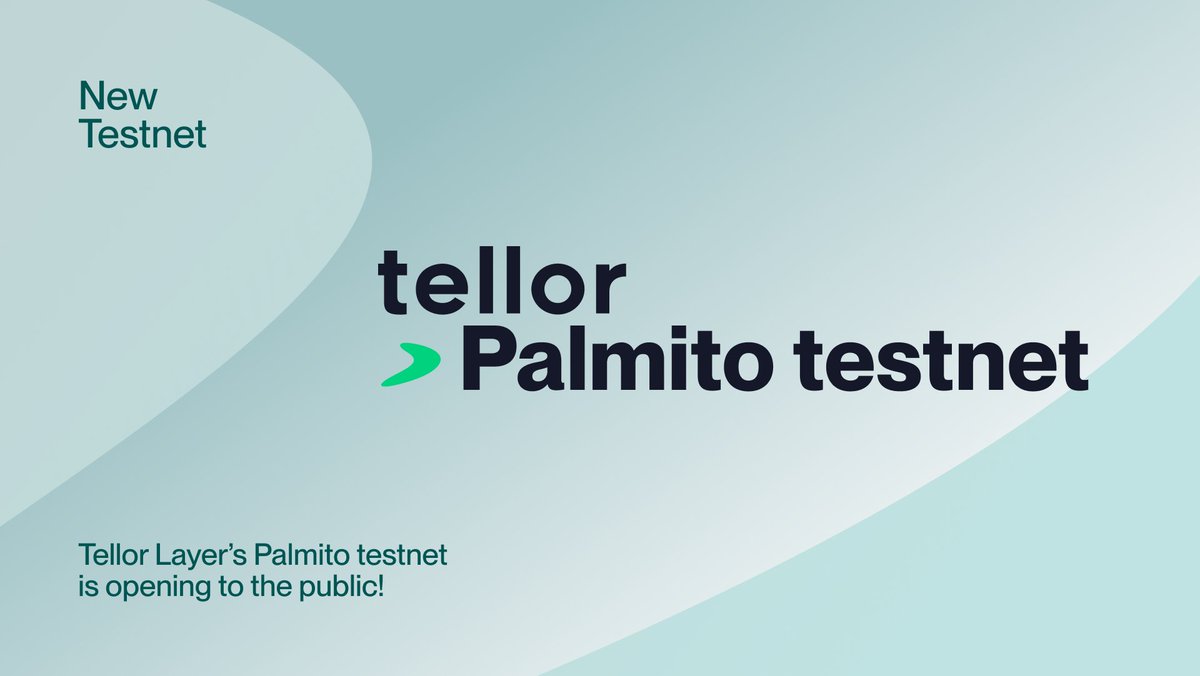 WeAreTellor's tweet photo. 📢 "Tellor’s new testnet, Palmito, will be open to the public on Thursday April 2nd, at 10:00PM EST!"

📖 Read more:
https://t.co/3jZBh0F7O7 https://t.co/SYZO5vdXeX