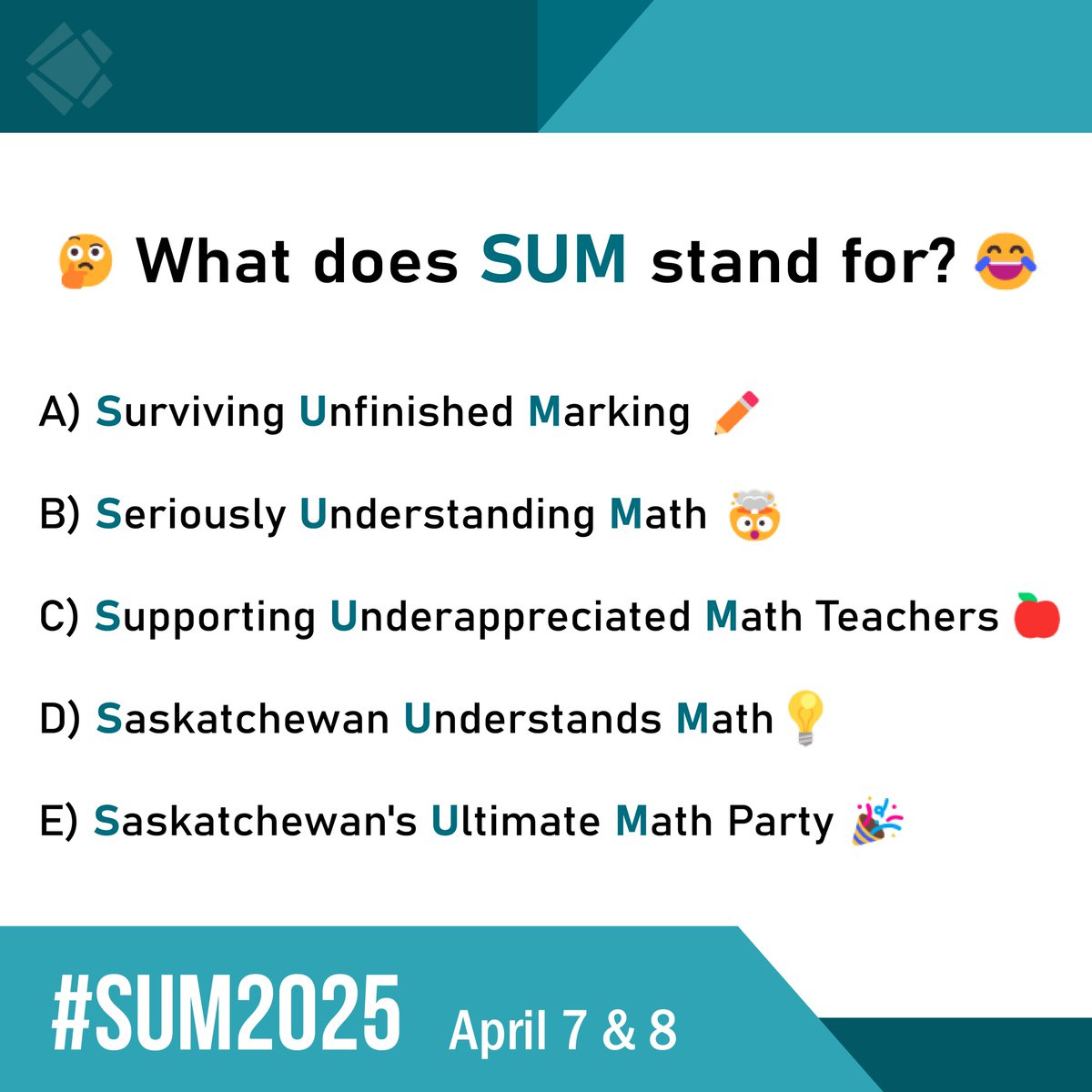 SMTSca's tweet image. 🤔💭What does SUM really stand for?
Drop your guess in the comments! ⬇️
smts.ca/sum-2025/