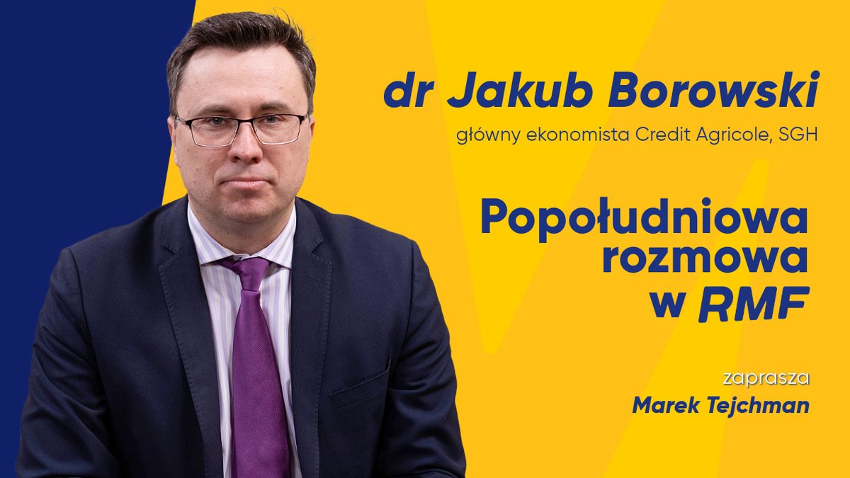 🟡🔵 Gościem Popołudniowej #RozmowaRMF będzie dr <a href="/_Jakub_Borowski/">Jakub Borowski</a>, główny ekonomista Credit Agricole Bank Polska, <a href="/SGHWarsaw/">SGH w Warszawie</a>. Zapraszamy!

⏰ 1⃣8⃣:0⃣2⃣
🎙️ Marek Tejchman
▶️ <a href="/Radio_RMF24/">Radio RMF24</a> <a href="/RMF24pl/">Fakty RMF FM</a>