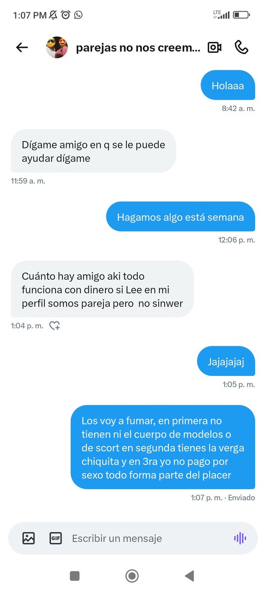 Por personas con estas es que la gente tiene un concepto distorsionado de lo que es el mundo Sw, el mundo swinger o cunclokd no es de lucrarse tomen nota!!
