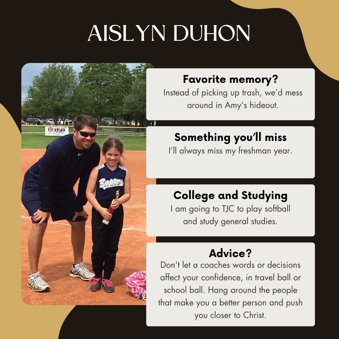 🚨 It’s Senior Week for the Jordan Softball Team! 🚨

Day 2: Celebrating Aislyn Duhon! 🥎🔥

Aislyn has made history as the first 4-year varsity starter in our program! Her dedication and hard work have set the standard for future Warriors. Let’s show her some love! ❤️🎉