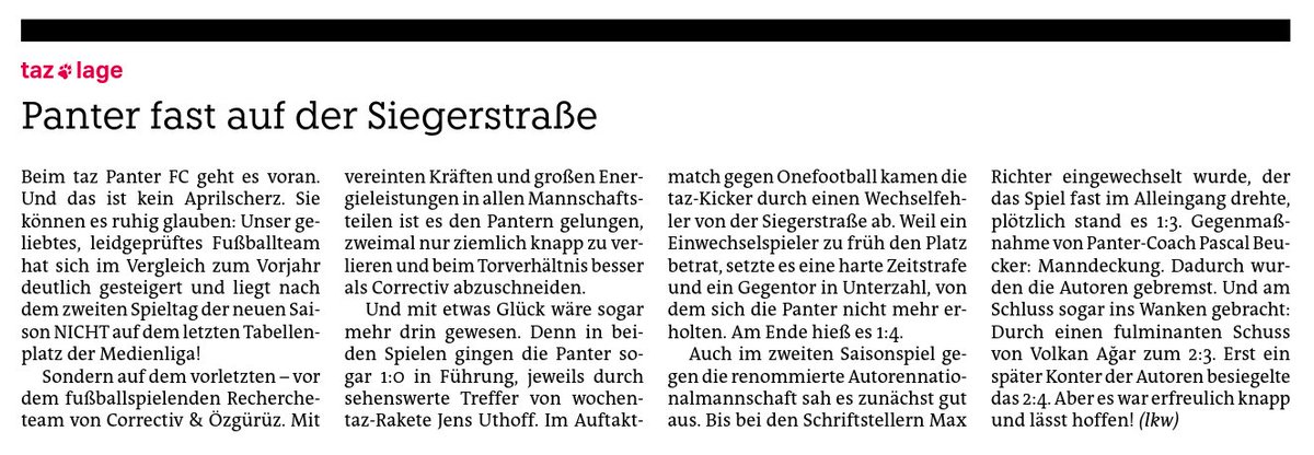 Erfolgreicher Saisonstart des <a href="/tazgezwitscher/">taz</a> Panter FC