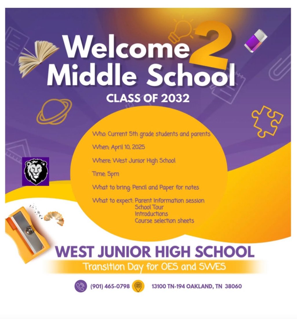 Southwest Elementary (@eaglessouthwest) on Twitter photo 5th Grade Families, youโre invited to WJHS next Thursday, April 10th! <a href="/FCPSchoolsTN/">Fayette County Public Schools</a> 5th Grade Families, youโre invited to WJHS next Thursday, April 10th! <a href="/FCPSchoolsTN/">Fayette County Public Schools</a>