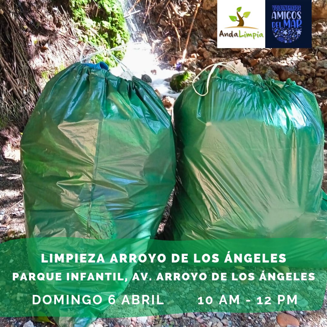 AndaLimpia's tweet image. 🌿✨ ¡Únete a nosotros! ✨🌿

🗑️ Limpieza Arroyo de los Ángeles
📍 Parque Infantil, Av. Arroyo de los Ángeles
📅 Domingo 6 de abril
🕙 10 AM - 12 PM

¡Ven a hacer la diferencia! Juntos podemos cuidar de nuestro entorno y mantenerlo limpio. 💚🌊