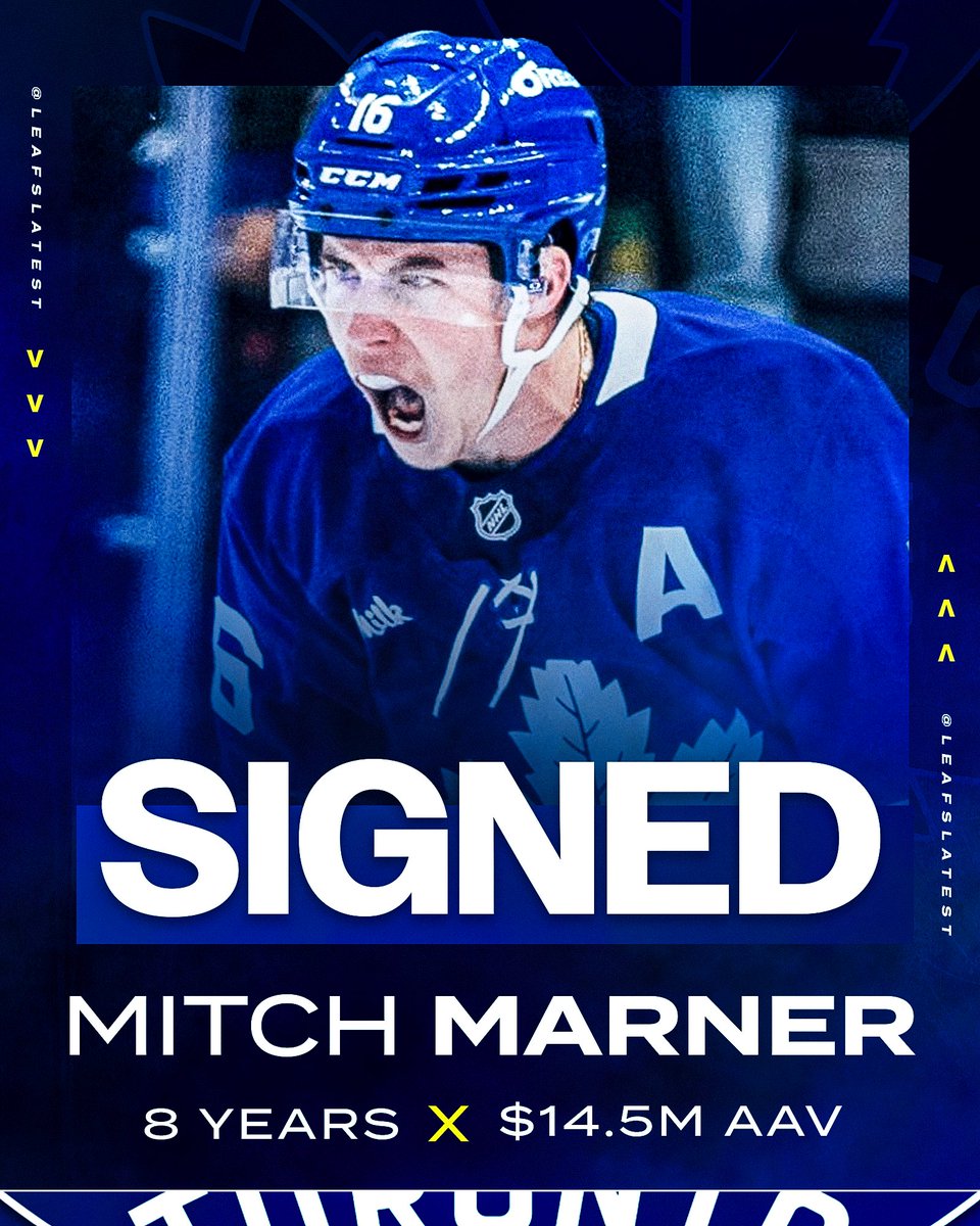 🚨 BREAKING: The Maple Leafs are in the process of signing superstar forward Mitch Marner to an 8-year, $14.5M AAV contract.

Marner, who was set to become an unrestricted free agent this summer and was expected to test the open market, flips that idea and extends with his