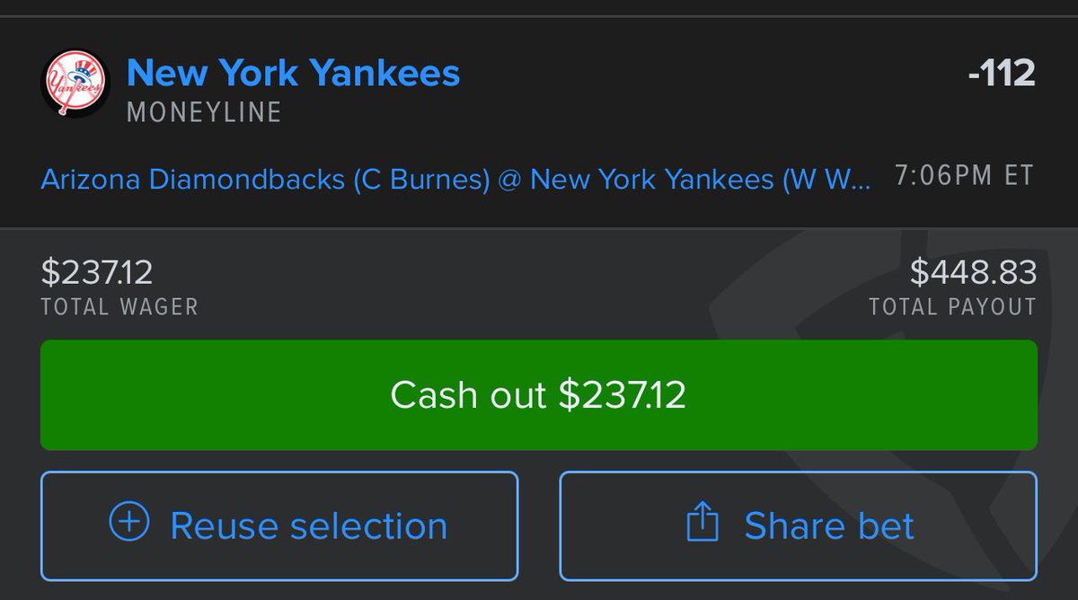 TheFadeFather's tweet image. Ladder Play – Day 3
🪜 Yankees ML -112

Warren steps up, Bronx bats stay hot.
Burnes or not… we ride with the pinstripes.

$237.12 ➝ $448.83 if we cash.
Business is booming.

#LadderPlay #FadeFather #CaposCode #MLBPicks #GamblingTwitter #BaseballBets