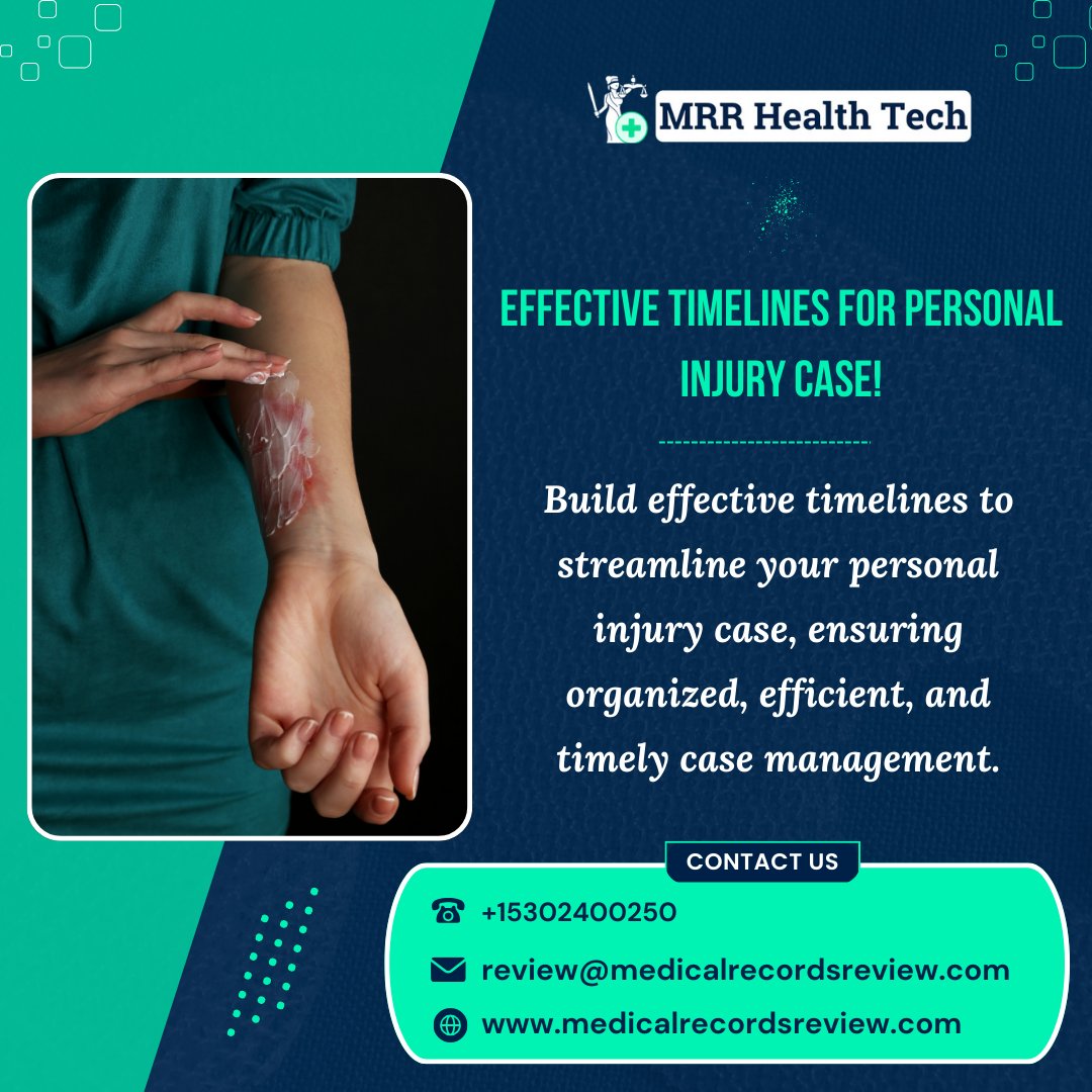 MrrHealthtech23's tweet photo. Effective Timelines for Personal Injury Cases! 

Streamline your case with clear, structured timelines that highlight key medical events &amp; legal milestones. Stay organized, efficient, and ready for litigation!

#personalinjury #casetimelines #mrrhealthtech https://t.co/rQWPWO5cbH