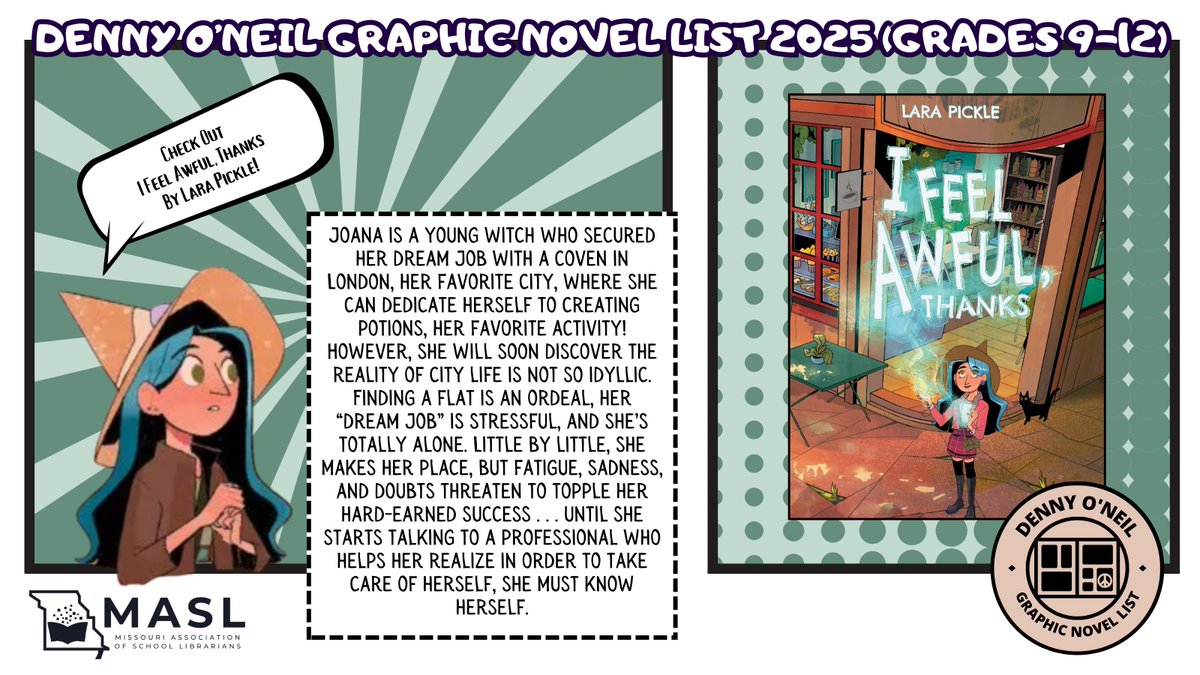 doneil7415's tweet photo. Check out these 4 featured books from MASL's 2025 Denny O'Neil Graphic Novel Lists! Congrats to the authors, illustrators, and pubs!
@MASLOnline #maslsc #graphicnovel @KokilaBooks @HarperCollins @TonyWeaverJr @01FirstSecond   @JesnCin @OniPress @Larapic https://t.co/FL0TZtGpIz
