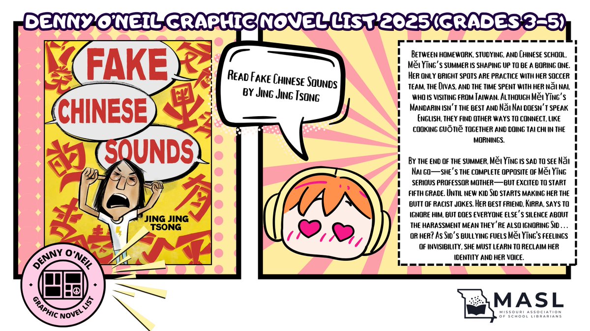 doneil7415's tweet photo. Check out these 4 featured books from MASL's 2025 Denny O'Neil Graphic Novel Lists! Congrats to the authors, illustrators, and pubs!
@MASLOnline #maslsc #graphicnovel @KokilaBooks @HarperCollins @TonyWeaverJr @01FirstSecond   @JesnCin @OniPress @Larapic https://t.co/FL0TZtGpIz