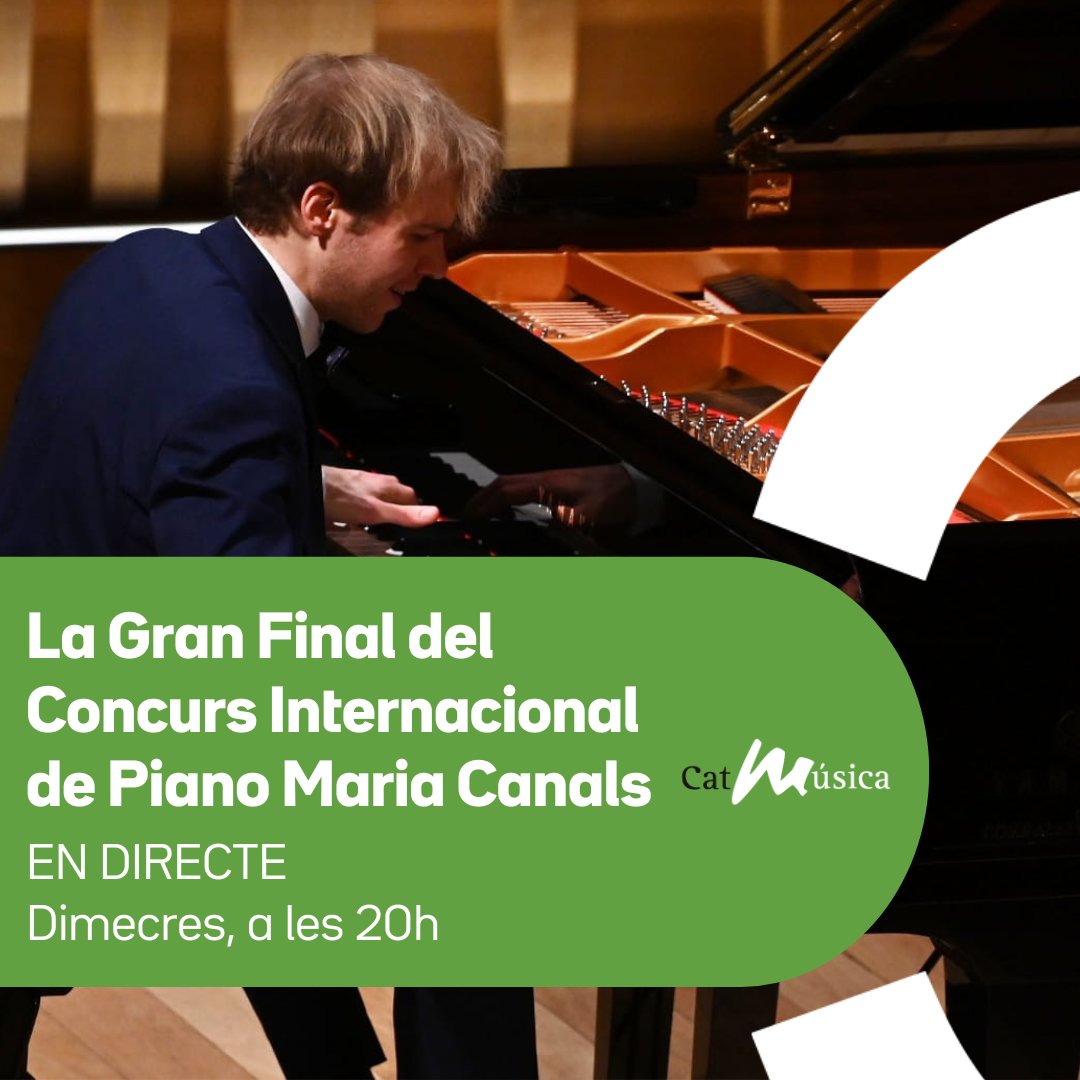 3CatCultura (@3catcultura) on Twitter photo Arriba la Gran Final del Concurs <a href="/mariacanals_bcn/">Concurs Maria Canals</a> des del <a href="/palaumusicacat/">Palau de la Música Catalana</a>. Els 3 finalistes, acompanyats per la <a href="/jonc_jonc/">JONC - Orquestra</a>, dirigida per <a href="/manelvaldivieso/">manel valdivieso</a>, interpretaran 3 concerts del gran repertori per a piano i orquestra. En directe per #CatalunyaMúsica!
som3cat.video/culturamariaca… Arriba la Gran Final del Concurs <a href="/mariacanals_bcn/">Concurs Maria Canals</a> des del <a href="/palaumusicacat/">Palau de la Música Catalana</a>. Els 3 finalistes, acompanyats per la <a href="/jonc_jonc/">JONC - Orquestra</a>, dirigida per <a href="/manelvaldivieso/">manel valdivieso</a>, interpretaran 3 concerts del gran repertori per a piano i orquestra. En directe per #CatalunyaMúsica!
som3cat.video/culturamariaca…