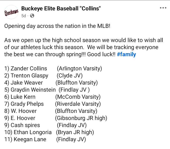 Good luck to all of our Buckeye Elite Baseball family this season!! We will be watching!! 
<a href="/BuckeyeElite28/">BuckeyeElite2028</a> 
<a href="/ZanderCollins28/">Zander Collins</a>