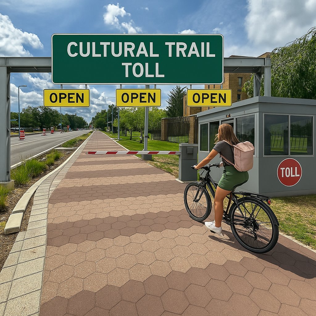 🚧 IMPORTANT UPDATE 🚧 Today, we're adding toll booths to the Cultural Trail. Expect to stop at multiple points. April Fools! The Trail will always be free &amp; open to all. If you 💚 having a world-class trail at no cost, chip in to help keep it that way: secure.lglforms.com/form_engine/s/…