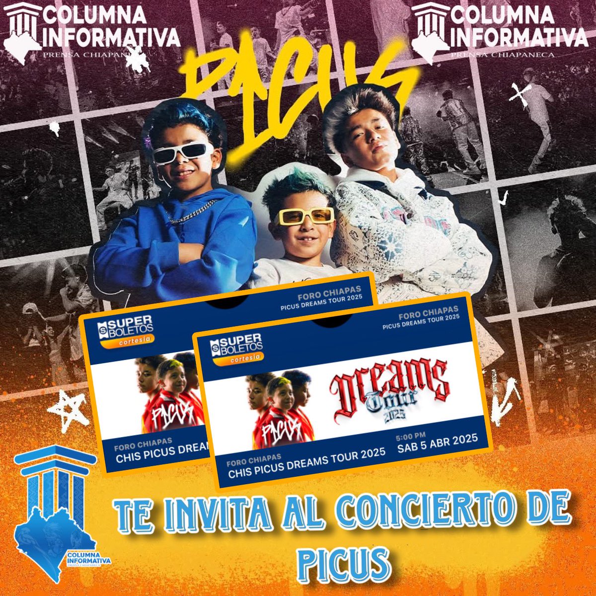 ColumnaInforma2's tweet photo. ¿Quieres ganarte un acceso al concierto de #Picus?
Ve a nuestra cuenta de #Tiktok comenta el #VideoPromocional del grupo y mándanos la captura de este post.
Los 2 comentarios con más #Likes Ganarán. https://t.co/rVNkHOA2Fk