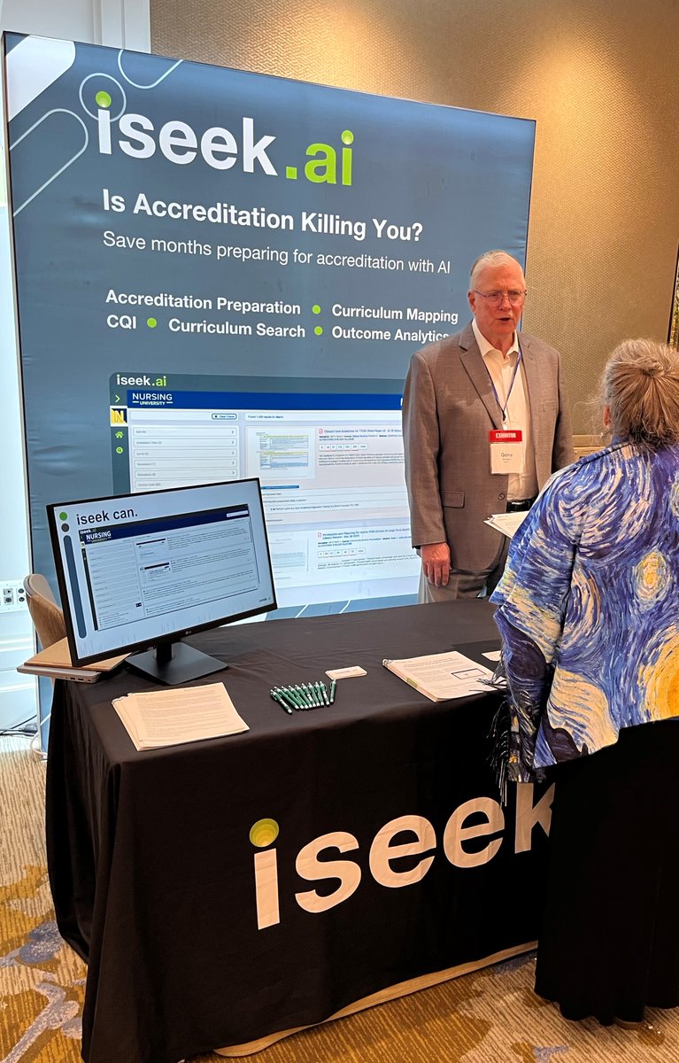 iseek_ai's tweet photo. A big thank you to the American Association of Colleges of Nursing (AACN) for hosting another engaging Deans Annual Meeting in Washington, DC! We were thrilled to reconnect with familiar faces and meet new ones at our booth.  #AACNDeans25 #AACNconvenes #EdTech https://t.co/yPogDhHbZO