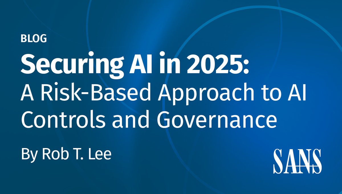 SANSInstitute's tweet image. 🔒 #ArtificialIntelligence #SecurityControls alone aren’t enough. To securely deploy AI, organizations need a balance of security, #Governance, and #Compliance. Learn the six categories of AI controls you can’t afford to ignore. 

Read the blog → sans.org/u/1AMB