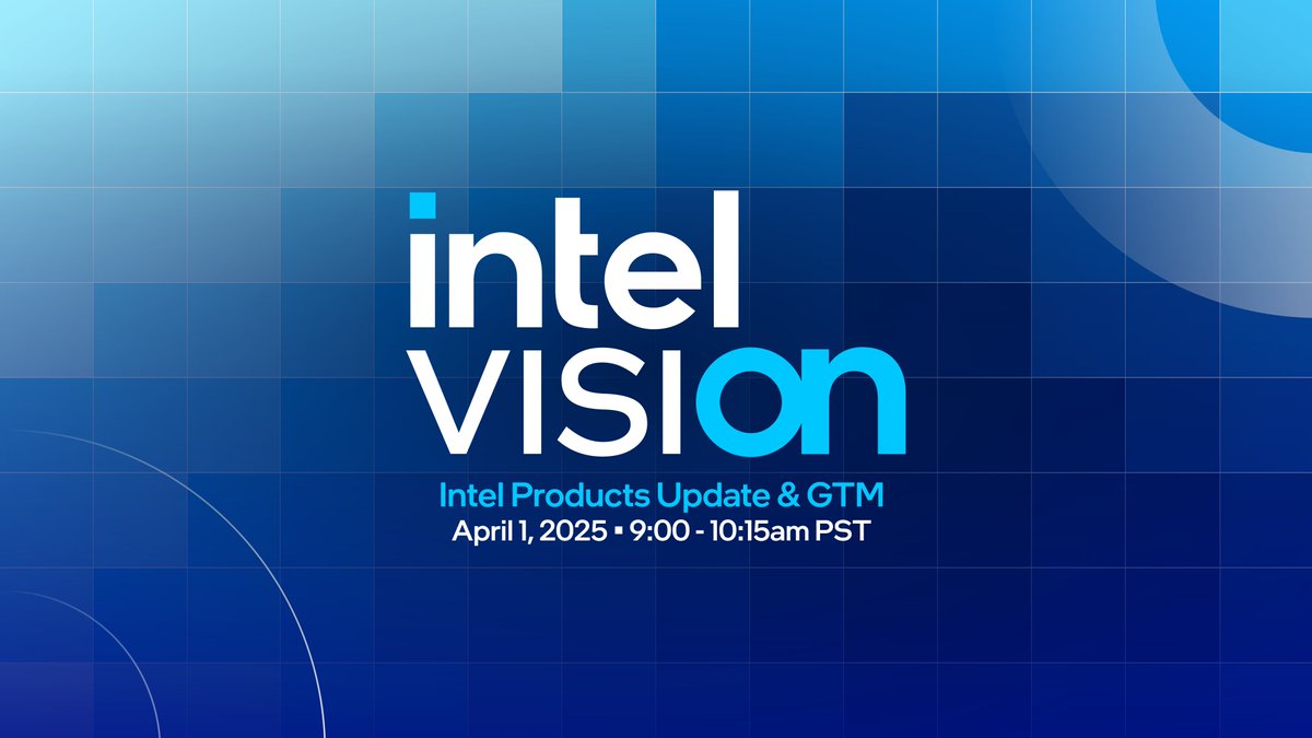 intel's tweet image. Tune in now for day two of #IntelVision 2025. Today @MJHolthaus, CEO of Intel Products, and @christophschel, Chief Commercial Officer, talk the tech that&apos;s poised to shape our future. 🔮

Join the livestream: intel.ly/3FNu9jH