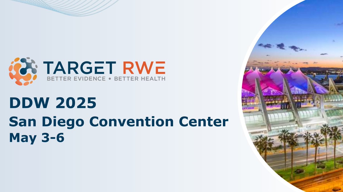 📢  See you at #DDW2025!  #TargetRWE is excited to connect with industry leaders in San Diego to explore advancements in #GIResearch.  Let's talk #RealWorldEvidence!

📅 Meet with us: bit.ly/4iTop6J 

#Gastroenterology #RWE #RWD