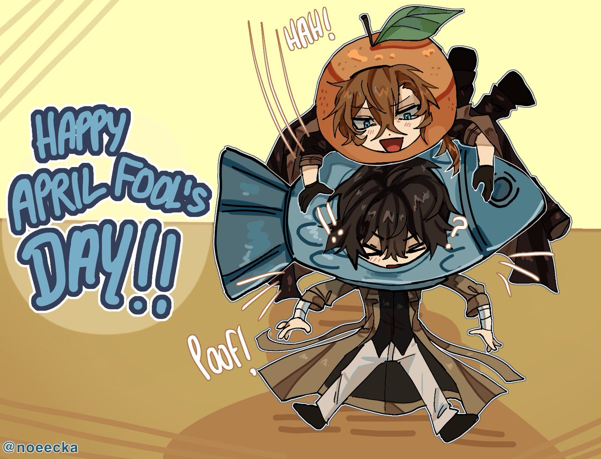 noeecka's tweet image. April fool’s day!!! With the sillies 🐟🍊

#太中 #skk