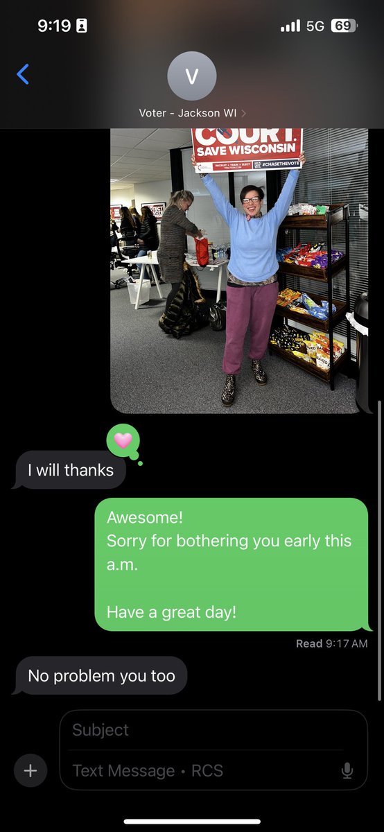 lesliezeline's tweet photo. “This is Jay—when you find yourself needing to fill a hole, we fill it!” (I tried not to laugh!)
After a sudden “PLEASE HOLD” + hang-up, I texted to explain the call…
GUESS WHAT? We’re good now — Jay’s voting!
#Commit100 #SaveWisconsin @jennifermom4 @tpaction @TeamSchimel https://t.co/21nKGC7gw9