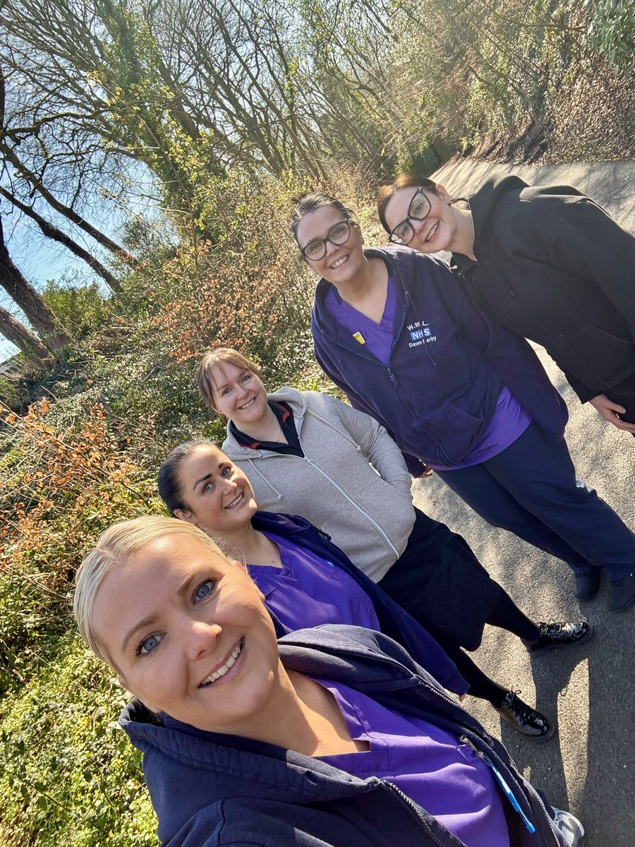 r_mccarren's tweet photo. ☀️The sun was shining today so we decided to take our weekly matron meeting outside and double it up as a wellbeing walk 🌳🍃
Walking and talking and making our plans for April Journey to Excellence and Nurses Day 2025 😊#TeamMedicineWWL #WeCareWWL #wellbeing #gettingourstepsin https://t.co/uUEqQrq1Dx