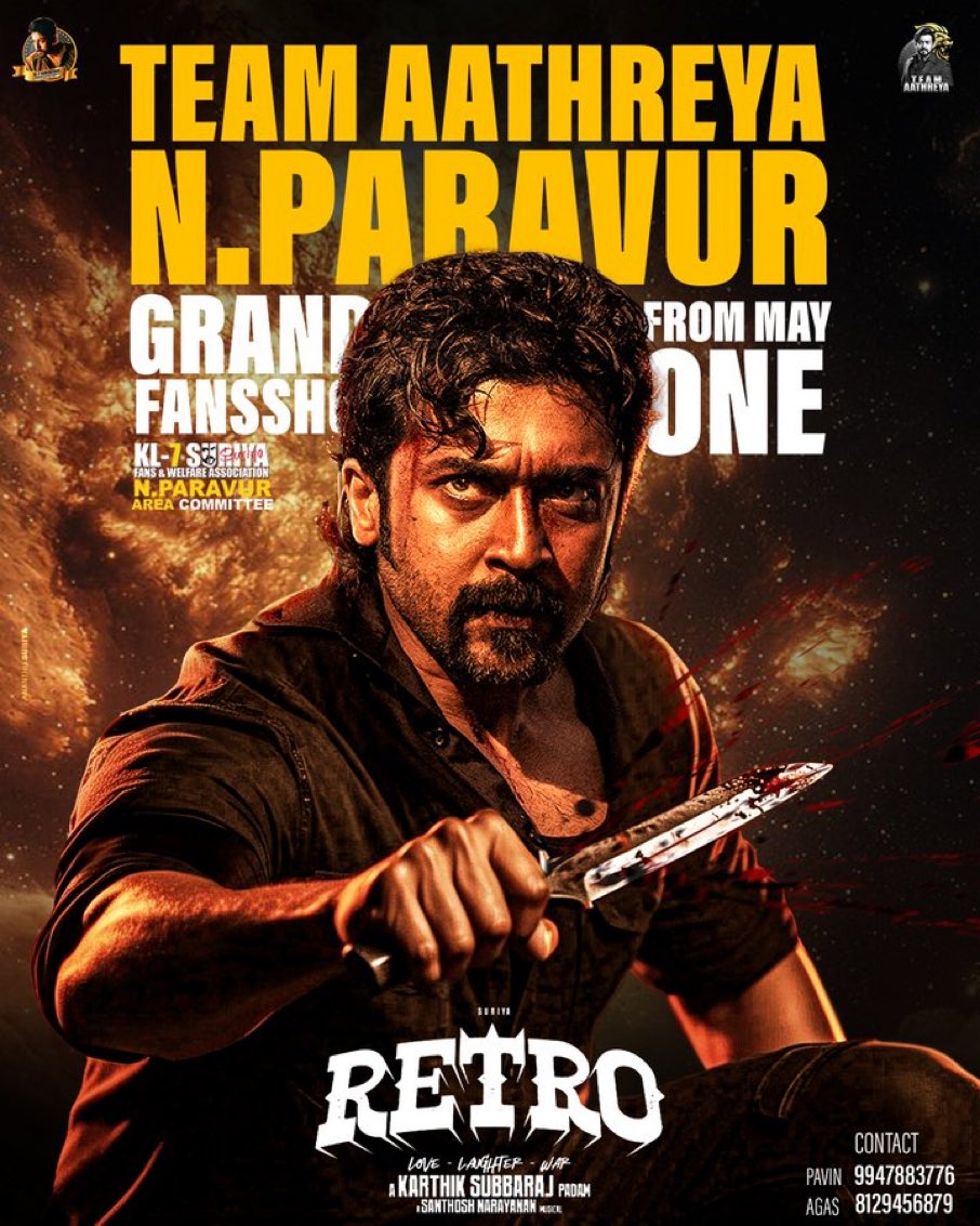 jimmytg619's tweet photo. The One from May One !!
Team Aathreya N.Paravur Booking Started 🔥
@Suriya_offl @karthiksubbaraj @hegdepooja @Music_Santhosh @rajsekarpandian @2D_ENTPVTLTD #Retro in Cinemas Worldwide from May 1st 2025 #LoveLaughterWar #TheOneMayOne https://t.co/Q0RkTSej5b