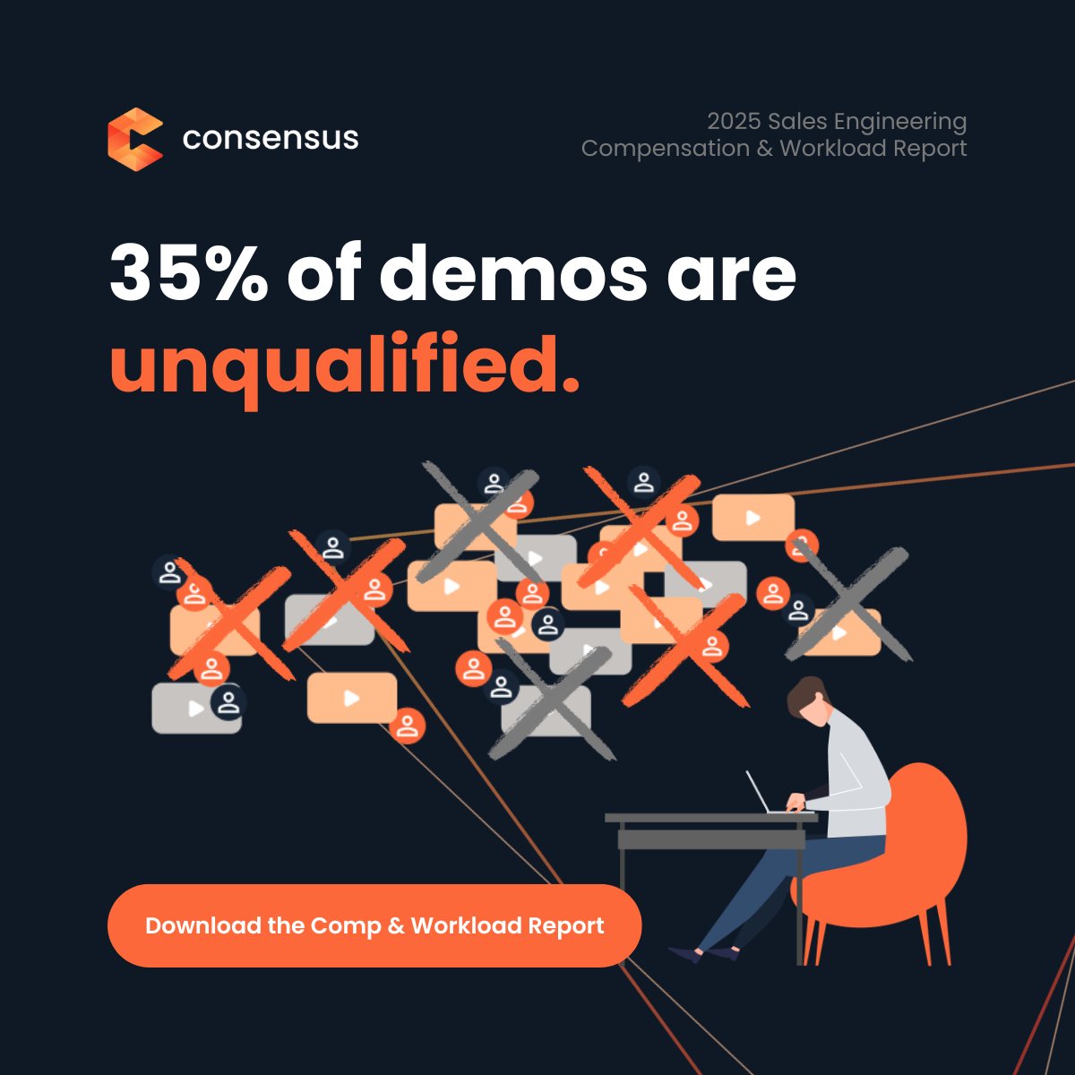 ⏳ 35% of demos are unqualified or underqualified.

If you’re an SE, that stat probably doesn’t surprise you. How much of your time is spent on demos that go nowhere? 😬

Our latest report dives into how top SE teams are optimizing their demo process:  
hubs.ly/Q03fccNX0