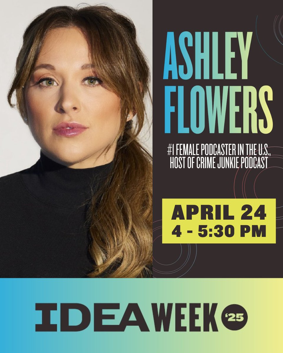 The true crime podcasting powerhouse, Ashley Flowers, is bringing her storytelling genius back home to the South Bend region. The first 200 people to add this session to their agenda will receive a FREE copy of her new book!  

Register today ideaweek.com