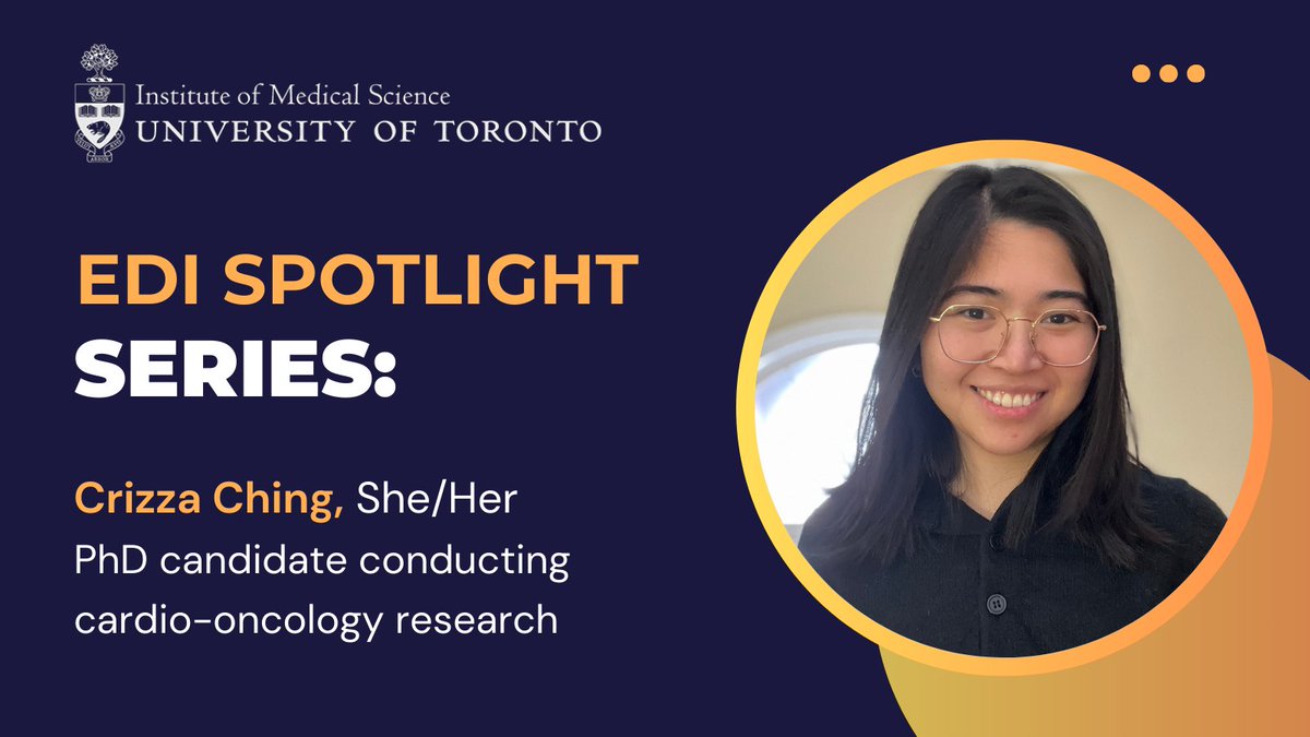 Institute of Medical Science (@uoftims) on Twitter photo In our EDI Spotlight Series we feature different lived experiences and perspectives on equity, diversity and inclusion from members of our IMS community.
In this spotlight, we hear from Crizza Ching, a PhD candidate conducting cardio-oncology research <a href="/TGHRI_UHN/">Toronto General Hospital Research Institute</a>. In our EDI Spotlight Series we feature different lived experiences and perspectives on equity, diversity and inclusion from members of our IMS community.
In this spotlight, we hear from Crizza Ching, a PhD candidate conducting cardio-oncology research <a href="/TGHRI_UHN/">Toronto General Hospital Research Institute</a>.