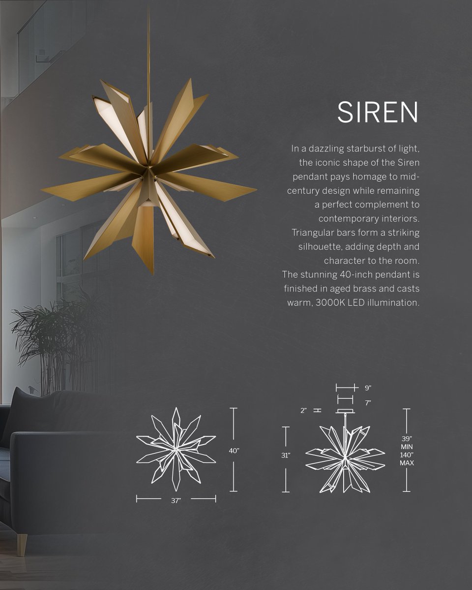 This spring season, go bold with your lighting choices. Installing a dynamic statement piece like our new 2025 Siren Pendant bit.ly/4l3aFaS adds a stunning layer of light and reflects a designer-driven lifestyle. #WACgroup #lighting #interiordesign #homedecor