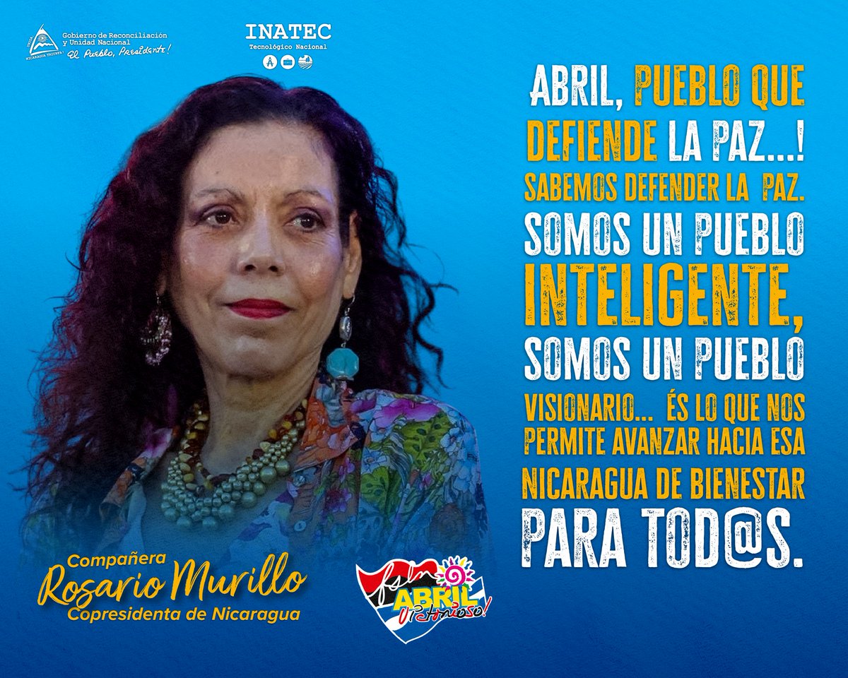 "Caminamos en todo el país, mostrando el rostro de este pueblo nuestro, sagrado pueblo nuestro, en nuestra sagrada geografía, caminando hacia el futuro desde la paz que hemos sabido construir y defender en todo tiempo"🕊️🇳🇮
• Cra Rosario Murillo, Copresidenta de #Nicaragua
