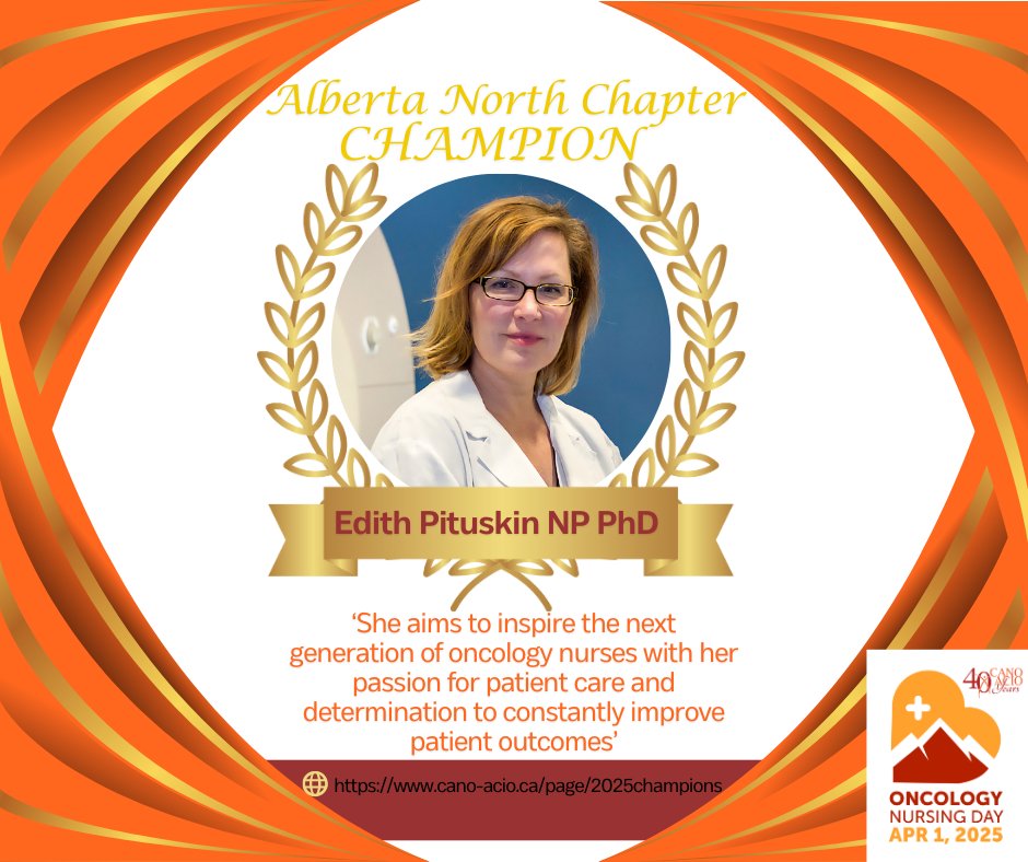 #OND2025 is HERE! We are excited to continue to share and celebrate the fantastic #oncology #nurses recognized by their local #CANOACIO chapters as #2025ChapterChampions.

Check out Edith's profile alongside the other chapter champions at the link in our bio!