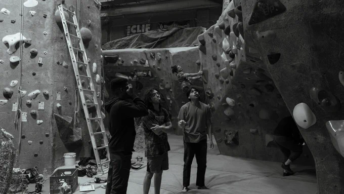 Kyle, Chris, and Kenny Talking About The Bouldering Set While Chris Sticks His Tongue Out