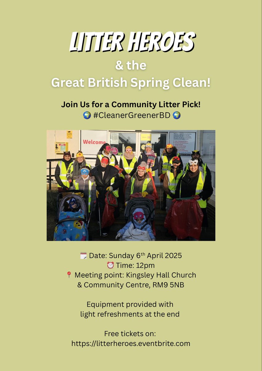 Don't miss our next littler pick on Sunday 6th April. We will clear up around Kinglsey Hall, Valence Avenue, and Martin's corner. This is a free to join event with refreshments served after the litter pick. Food &amp; refreshments are sponsored by Marks Gate Relief Project.