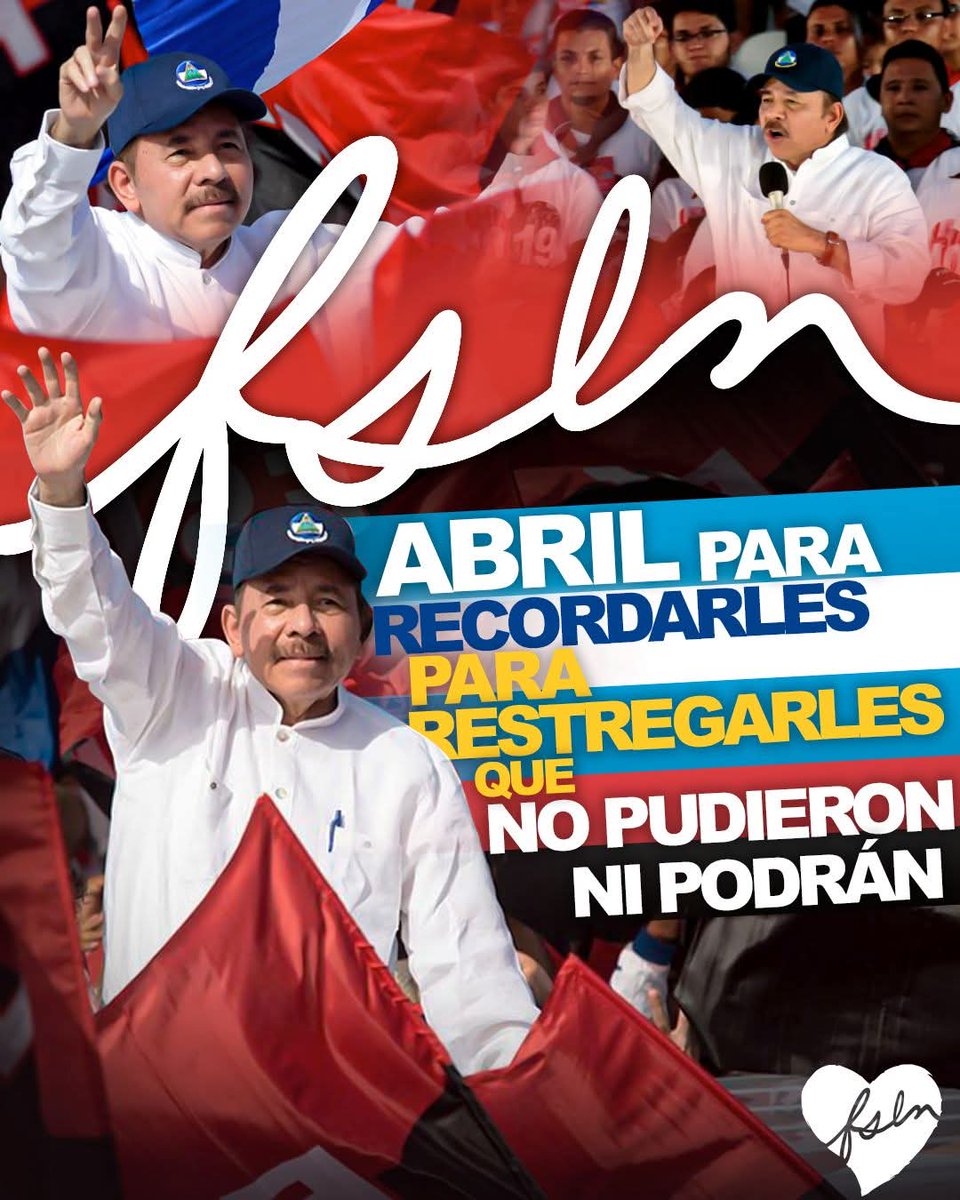 Abril Mes Victorioso,
Mes de lucha por la Paz 🕊
#FSLNAbrilVictorioso 
#NoPudieronNiPodrán