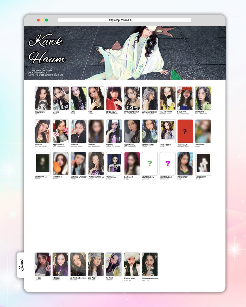 🐞] KiiiKiii Uncut Gem Debut Individual Member Photocard Template
