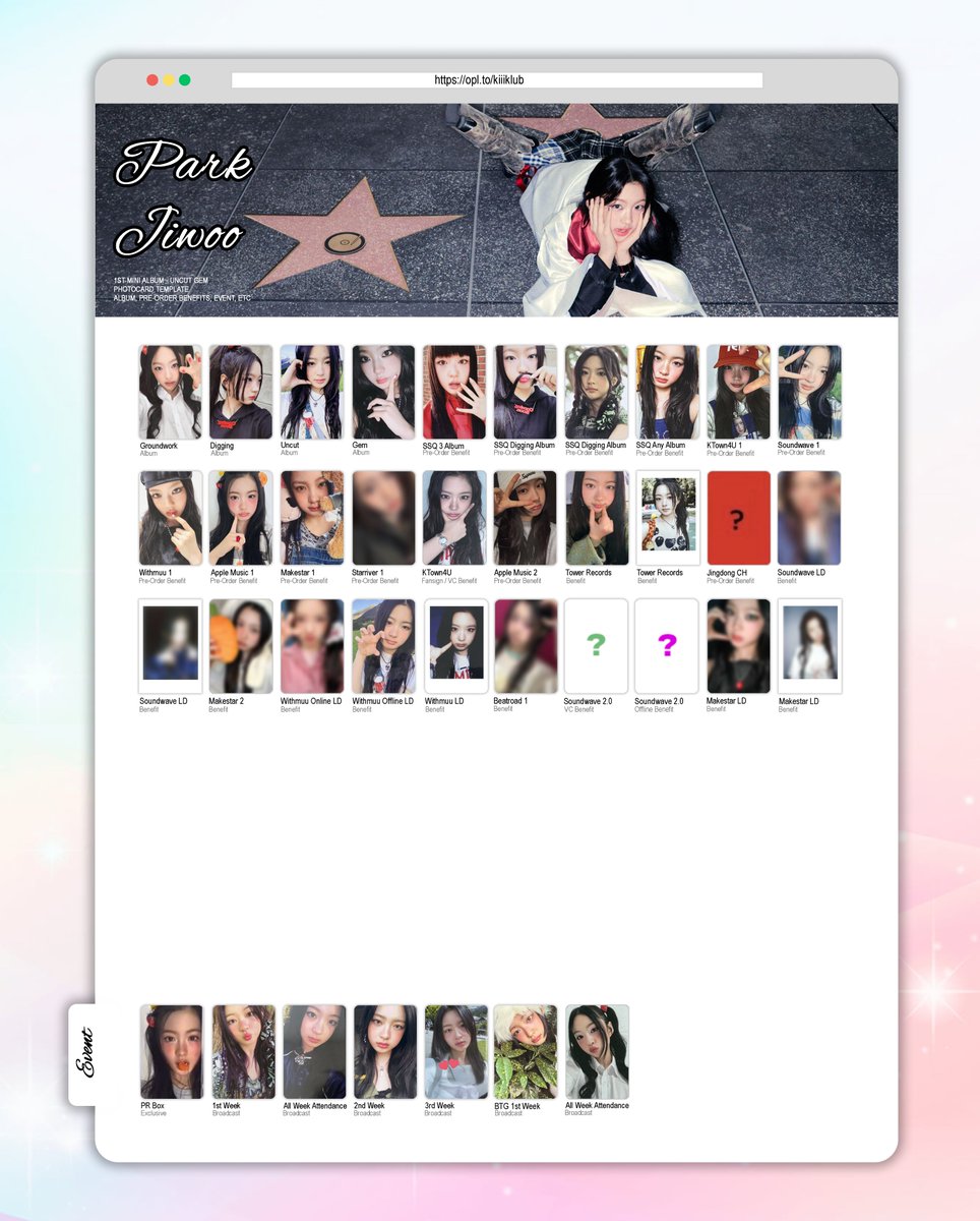 🐞] KiiiKiii Uncut Gem Debut Individual Member Photocard Template
