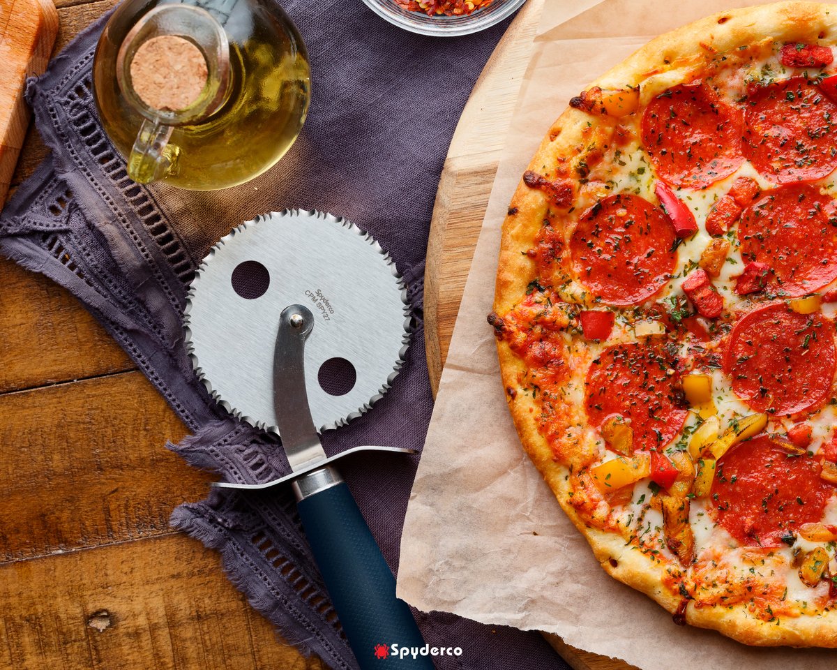 SpydercoKnives's tweet image. Introducing the new SpySlicer™ Pizza Cutter Wheel!  Featuring a SpyderEdge™ CPM® SPY27® blade, an ergonomic black G-10 handle with ambidextrous tip-down carry, and the Spyderco Trademarked Round Hole!  Skip delivery and revolutionize your pizza night!  #Spyderco #April1st