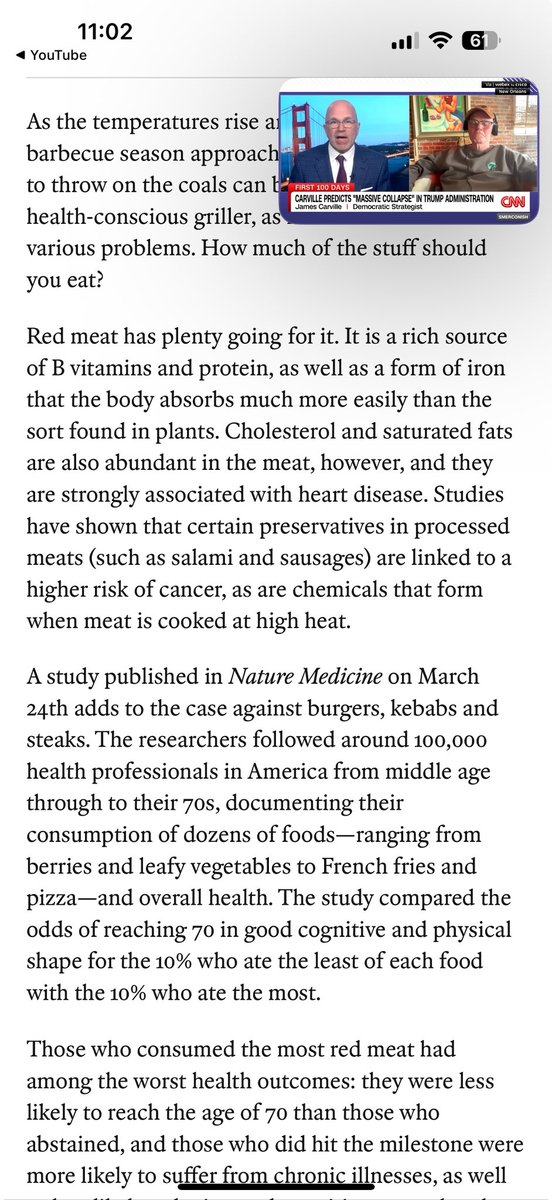 Preaching to the choir, I know. Keep in mind when you see this “research” they are not studying us; people who have been on a strict carnivore diet. They are studying the epidemiological results of people in the SAD (standard American diet), not carnivores.