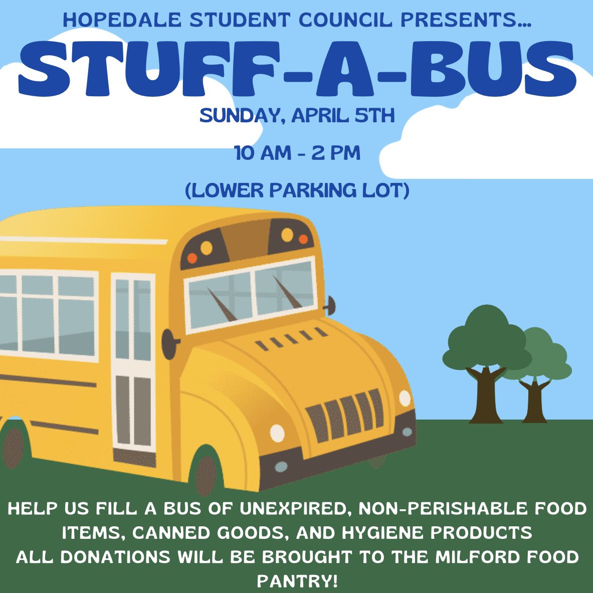 OUR ANNUAL FOOD DRIVE WILL BE ON SATURDAY APRIL 1ST!!! Come support the Milford Food Pantry with donations of all sorts!!