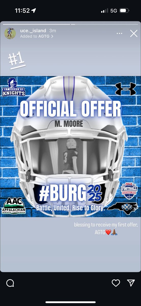 Malachi “Uce” Moore (@mmoore_21) on Twitter photo #AGTG After a great conversation with <a href="/HamlinMarquais/">Coach Ham</a> I am blessed to have received an offer to play <a href="/StAndrewsFB/">SAU Football</a> ! Thank you for the opportunity and believing in my abilities! #blessed
<a href="/CoachQuinn19/">Matt Quinn</a>
<a href="/jbyrd0625/">Jonathan Byrd</a>
<a href="/Coach_SavageD/">Derrick Savage</a>
<a href="/CoachBrown910/">Orpheus Brown</a>
<a href="/CoastalPlainsSR/">Coastal Plains Sports & Rankings™</a> #AGTG After a great conversation with <a href="/HamlinMarquais/">Coach Ham</a> I am blessed to have received an offer to play <a href="/StAndrewsFB/">SAU Football</a> ! Thank you for the opportunity and believing in my abilities! #blessed
<a href="/CoachQuinn19/">Matt Quinn</a>
<a href="/jbyrd0625/">Jonathan Byrd</a>
<a href="/Coach_SavageD/">Derrick Savage</a>
<a href="/CoachBrown910/">Orpheus Brown</a>
<a href="/CoastalPlainsSR/">Coastal Plains Sports & Rankings™</a>