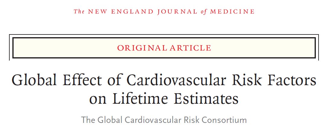 ZhouLabUCR's tweet image. Global Effect of Cardiovascular Risk Factors on Lifetime Estimates: 5 cardiovascular risk factors (hypertension, hyperlipidemia, unhealthy bodyweight, diabetes, & smoking) may reduce life expectancy by >10 years in men and women at 50 years of age. @NEJM 👇nejm.org/doi/full/10.10…