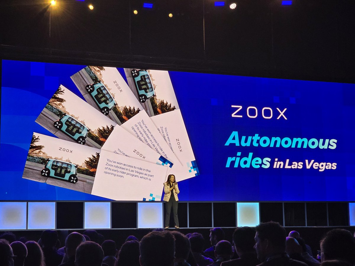 anshelsag's tweet photo. .@MJHolthaus is now on stage to talk about @Intel's customers and the company's customer-centric vision and talking about @zoox and how they use Xeons and will be launching here in Vegas in a few weeks. Passes were placed under people's chairs. #intelvision2025 https://t.co/kbAitlLrYA