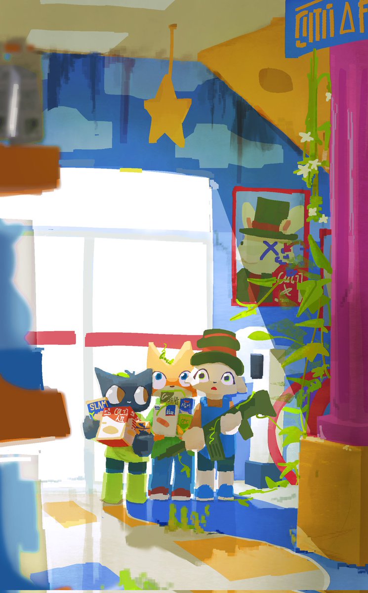 cfoxxxo's tweet image. Kiddos in a post apocalyptic mall
