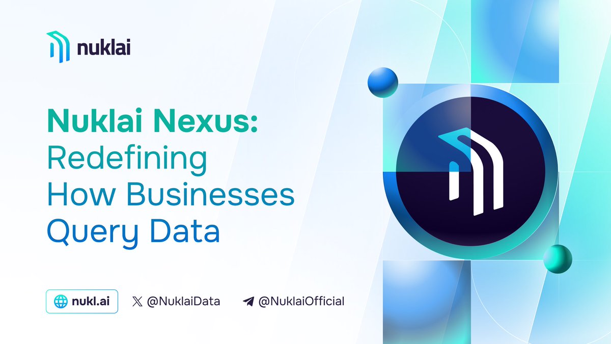 NuklaiData's tweet image. Last week, we introduced Nuklai Nexus, your powerful query engine ⚙️ that enables businesses to directly access data across various sources!

All powered by $NAI ⚡

Learn more about Nuklai Nexus here: nukl.ai/blog/introduci…