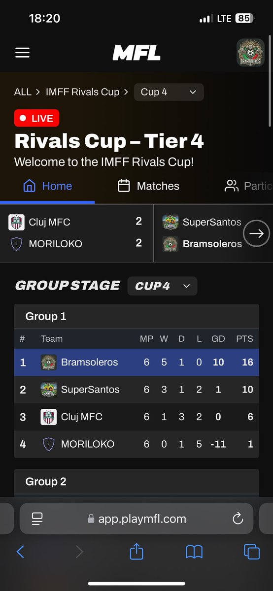 3rd in my League and winning the Cup group stage with ease at the end of the first half of the season. 
Couldnt have been much better for Bramsoleros.
Now onto hopefully an even better half of the season in <a href="/playMFL/">MFL</a> 💪🏽
