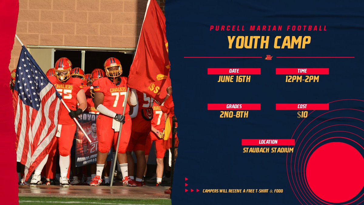 The Purcell Marian Youth Football Camp will be on Monday June 16th 12pm-2pm @ Staubach Stadium! Please see the registration link below for sign ups!

docs.google.com/forms/d/e/1FAI…