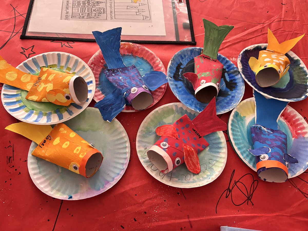 Koi fish fun project! My 3rd graders did an amazing job on these cardboard sculpture’s! <a href="/BluebonnetLions/">Bluebonnet Elementary School</a>
