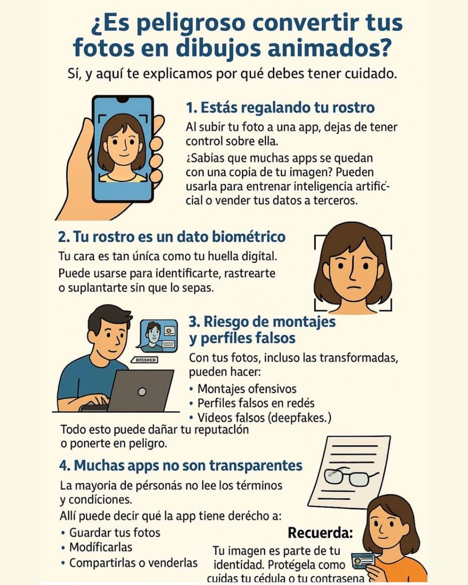 lourdesbaeza_'s tweet image. 🌐📸 Cuidado con las "fotos Ghibli"  🎭La IA nos regala imágenes de ensueño, pero tiene riesgos invisibles al entregar datos personales a las apps. Protege tu identidad digital y no dejes que la fantasía nuble la realidad. ⚠️💡#Ciberseguridad #IA #FotosGhibli #PrivacidadDigital