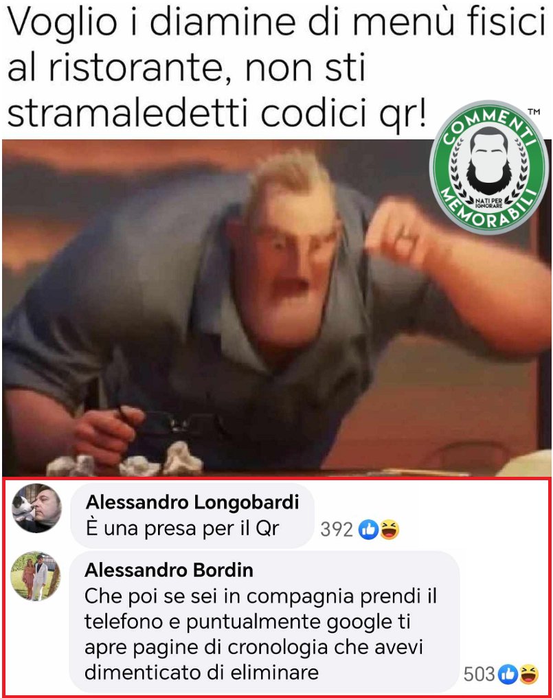 "Inquadra IL NOSTRO qr code per il menù" [Cit.] #commentimemorabili #ammetettelo #continuatevoi