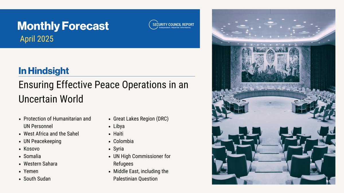 Security Council Report (@scrtweets) on Twitter photo 💡The Monthly Forecast is live on our website.
🇫🇷 For insights on <a href="/franceonu/">La France à l'ONU 🇫🇷🇺🇳</a> #UNSC presidency in April—
📖 Read more: bit.ly/42e7gxy
📑 PDF: bit.ly/4hUCUG4
📬 Subscribe: bit.ly/3AwYSel 💡The Monthly Forecast is live on our website.
🇫🇷 For insights on <a href="/franceonu/">La France à l'ONU 🇫🇷🇺🇳</a> #UNSC presidency in April—
📖 Read more: bit.ly/42e7gxy
📑 PDF: bit.ly/4hUCUG4
📬 Subscribe: bit.ly/3AwYSel